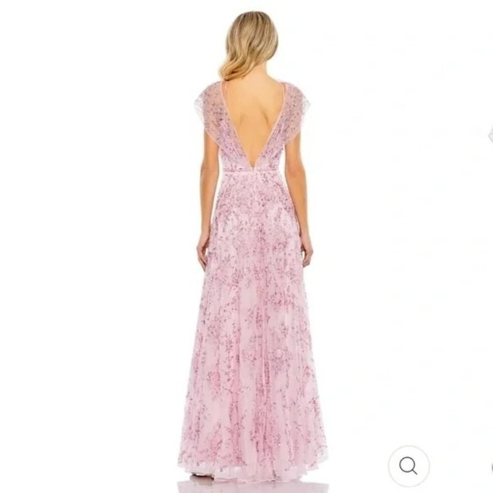 Mac Duggal 93685 Candy Pink Sheer Embroidered Sequin Embellished Dress Sz 2 NEW - Picture 3 of 9